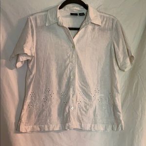 Erika White Button up w/ flowers